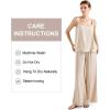 imageSUUKSESS Women 2 Piece Outfits Linen Lounge Set Wide Leg Pants Matching SetsApricot