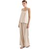 imageSUUKSESS Women 2 Piece Outfits Linen Lounge Set Wide Leg Pants Matching SetsApricot