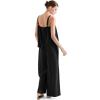 imageSUUKSESS Women 2 Piece Outfits Linen Lounge Set Wide Leg Pants Matching SetsBlack