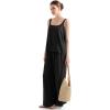 imageSUUKSESS Women 2 Piece Outfits Linen Lounge Set Wide Leg Pants Matching SetsBlack
