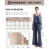 imageSUUKSESS Women 2 Piece Outfits Linen Lounge Set Wide Leg Pants Matching SetsBlue