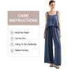 imageSUUKSESS Women 2 Piece Outfits Linen Lounge Set Wide Leg Pants Matching SetsBlue
