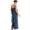 imageSUUKSESS Women 2 Piece Outfits Linen Lounge Set Wide Leg Pants Matching SetsBlue