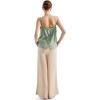 imageSUUKSESS Women 2 Piece Outfits Linen Lounge Set Wide Leg Pants Matching SetsGreen Apricot