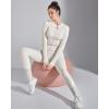 imageSUUKSESS Women 2 Piece Seamless Ribbed Workout Sets With Zip Up Jacket High Waisted Gym Yoga LeggingsBeige