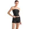 imageSUUKSESS Women 2 Piece Tube Top Double Lined Lounge Sets Modal Going Out Shorts Set Strapless Set Matching OutfitBlack