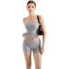 imageSUUKSESS Women 2 Piece Tube Top Double Lined Lounge Sets Modal Going Out Shorts Set Strapless Set Matching OutfitGrey