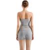 imageSUUKSESS Women 2 Piece Tube Top Double Lined Lounge Sets Modal Going Out Shorts Set Strapless Set Matching OutfitGrey