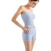 imageSUUKSESS Women 2 Piece Tube Top Double Lined Lounge Sets Modal Going Out Shorts Set Strapless Set Matching OutfitLight Blue