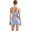imageSUUKSESS Women 2 Piece Tube Top Double Lined Lounge Sets Modal Going Out Shorts Set Strapless Set Matching OutfitLight Blue