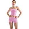 imageSUUKSESS Women 2 Piece Tube Top Double Lined Lounge Sets Modal Going Out Shorts Set Strapless Set Matching OutfitPink