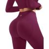 imageSUUKSESS Women 2 Piece Workout Sets Hidden Scrunch Butt Lifting Seamless Leggings Long Sleeve Yoga Crop TopsPurple