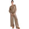 imageSUUKSESS Women 2 piece Fall outfits Matching Lounge Set Waffle Knit Sweater setsKhaki