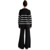 imageSUUKSESS Women 2 piece Fall outfits Matching Lounge Set Waffle Knit Sweater setsStripe Black