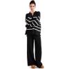 imageSUUKSESS Women 2 piece Fall outfits Matching Lounge Set Waffle Knit Sweater setsStripe Black