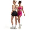 imageSUUKSESS Women 3 piece Workout Sets Padded Strappy Sports Bra Booty Shorts Set1 Black