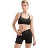 imageSUUKSESS Women 3 piece Workout Sets Padded Strappy Sports Bra Booty Shorts Set1 Black