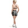 imageSUUKSESS Women 3 piece Workout Sets Padded Strappy Sports Bra Booty Shorts Set1 Black Grey