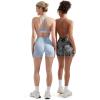 imageSUUKSESS Women 3 piece Workout Sets Padded Strappy Sports Bra Booty Shorts Set1 Candy Tie Dye