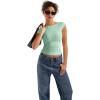 imageSUUKSESS Women Backless Sexy Going Out Tops Double Lined Open Back Y2k Basic Tee ShirtsAqua