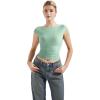 imageSUUKSESS Women Backless Sexy Going Out Tops Double Lined Open Back Y2k Basic Tee ShirtsAqua
