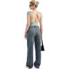 imageSUUKSESS Women Backless Sexy Going Out Tops Double Lined Open Back Y2k Basic Tee ShirtsAqua