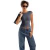 imageSUUKSESS Women Backless Sexy Going Out Tops Double Lined Open Back Y2k Basic Tee ShirtsAsh