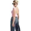 imageSUUKSESS Women Backless Sexy Going Out Tops Double Lined Open Back Y2k Basic Tee ShirtsBlush