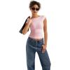 imageSUUKSESS Women Backless Sexy Going Out Tops Double Lined Open Back Y2k Basic Tee ShirtsBlush