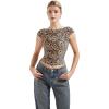 imageSUUKSESS Women Backless Sexy Going Out Tops Double Lined Open Back Y2k Basic Tee ShirtsCheetah