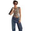 imageSUUKSESS Women Backless Sexy Going Out Tops Double Lined Open Back Y2k Basic Tee ShirtsCheetah