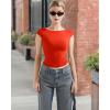 imageSUUKSESS Women Backless Sexy Going Out Tops Double Lined Open Back Y2k Basic Tee ShirtsDream Red