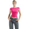 imageSUUKSESS Women Backless Sexy Going Out Tops Double Lined Open Back Y2k Basic Tee ShirtsHot Pink