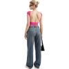 imageSUUKSESS Women Backless Sexy Going Out Tops Double Lined Open Back Y2k Basic Tee ShirtsHot Pink
