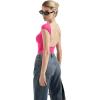 imageSUUKSESS Women Backless Sexy Going Out Tops Double Lined Open Back Y2k Basic Tee ShirtsHot Pink
