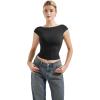 imageSUUKSESS Women Backless Sexy Going Out Tops Double Lined Open Back Y2k Basic Tee ShirtsJet Black