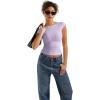 imageSUUKSESS Women Backless Sexy Going Out Tops Double Lined Open Back Y2k Basic Tee ShirtsLilac
