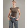 imageSUUKSESS Women Backless Sexy Going Out Tops Double Lined Open Back Y2k Basic Tee ShirtsMocha