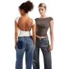 imageSUUKSESS Women Backless Sexy Going Out Tops Double Lined Open Back Y2k Basic Tee ShirtsPearl
