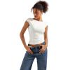 imageSUUKSESS Women Backless Sexy Going Out Tops Double Lined Open Back Y2k Basic Tee ShirtsPearl