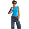 imageSUUKSESS Women Backless Sexy Going Out Tops Double Lined Open Back Y2k Basic Tee ShirtsRoyal Blue
