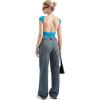 imageSUUKSESS Women Backless Sexy Going Out Tops Double Lined Open Back Y2k Basic Tee ShirtsRoyal Blue