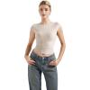 imageSUUKSESS Women Backless Sexy Going Out Tops Double Lined Open Back Y2k Basic Tee ShirtsSoft Sand