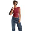 imageSUUKSESS Women Backless Sexy Going Out Tops Double Lined Open Back Y2k Basic Tee ShirtsWine Red
