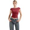 imageSUUKSESS Women Backless Sexy Going Out Tops Double Lined Open Back Y2k Basic Tee ShirtsWine Red