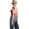 imageSUUKSESS Women Backless Sexy Going Out Tops Double Lined Open Back Y2k Basic Tee ShirtsWine Red