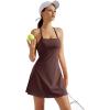 imageSUUKSESS Women Backless Workout Tennis Dress with Built in Bra Athletic Dresses02 Brown