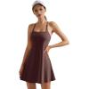 imageSUUKSESS Women Backless Workout Tennis Dress with Built in Bra Athletic Dresses02 Brown