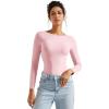 imageSUUKSESS Women Backless Y2k Long Sleeve Bodysuit Double Lined Open Back Sexy Basic TopBlush