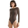 imageSUUKSESS Women Backless Y2k Long Sleeve Bodysuit Double Lined Open Back Sexy Basic TopMocha